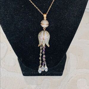 Tulip White Topaz & Semi Precious Stone Necklace